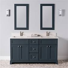 Blue Grey Double Sink Bathroom Vanity