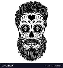 Bearded Sugar Skull Design Element For Poster