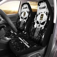 Skull Us Army Car Seat Covers Set Of 2