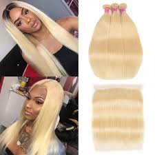 Unice Virgin Hair Extension 3pcs 16 24 Inch 613 Blonde Straight Hair With Lace Frontal