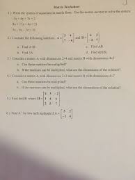 Solved Matrix Worksheet 1 Write The