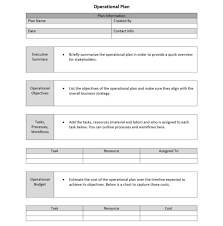 operational plan template for word