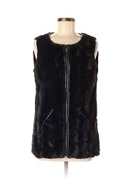 Details About Style Co Women Black Faux Fur Vest Med Petite