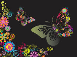 colorful flowers and erflies vector
