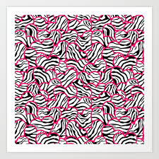 Pink Zebra Print Hearts Art Print By