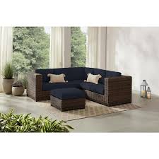 4 Piece Brown Wicker Outdoor Sectional