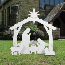 Large Outdoor White Nativity Scene