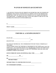 homestead waiver form fill