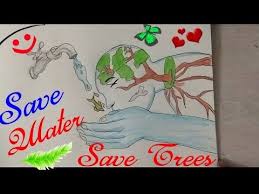 how to draw save water save earth