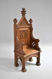 carved oak gothic throne chair with
