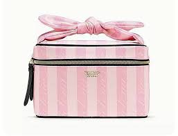 pink stripe small makeup bag