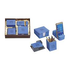 Elevate your desk décor with anthropologie's carefully curated collection of desk accessories. Generic Blue 4 In 1 Leatherette Office Desk Accessories Rs 815 Set Id 22221742891