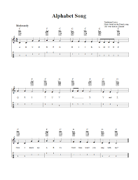 Easy ukulele melodies written with traditional notation and tablature. Alphabet Song Easy Ukulele Sheet Music And Tab With Chords And Lyrics