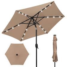 Solar Tilt Patio Umbrella W Led Lights