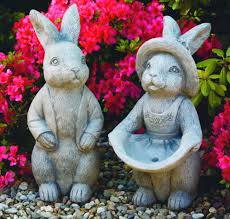 Mr Mrs Bunny Rabbit Garden Statues