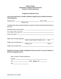 pregnancy verification letter form