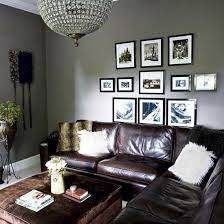 Grey Walls Brown Leather Couch Grey
