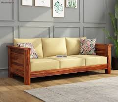 Buy Agnes 3 Seater Wooden Sofa Honey