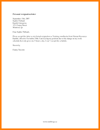 Basic Resignation Letter Sample Simple With Reason For Personal