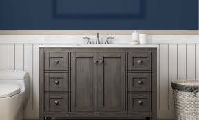 For large bathrooms, typical vanities range from 48 inches to 60 inches wide. Bathroom Vanities Vanity Tops