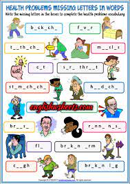 Every worksheet comes with an answer sheet on. Health Problems Missing Letters In Words Exercise Worksheet Material Escolar En Ingles Juegos En Ingles Vocabulario En Ingles