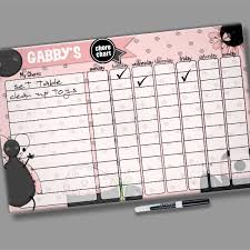Pink Ladybugs Personalized Kids Dry Erase Reward Chore Chart