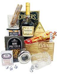 game night cognac gift basket by pompei