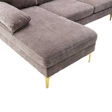 Rolled Arm Fabric Modern U Shaped Sofa