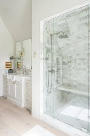 See more ideas about sloped ceiling lighting, sloped ceiling, ceiling. Glass Walk In Shower With Sloped Ceiling Over Marble Floating Bench Transitional Bathroom