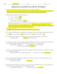 Half Life Practice Worksheet Answers