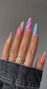 cute nail art designs neon swirls