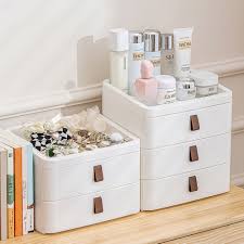 2 3 tiers white makeup storage box