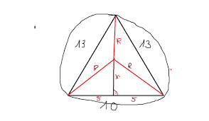 Oblicz promień okręgu opisanego na trójkącie: c) równoramiennym, którego  boki mają długość 13 cm, 13 - Brainly.pl