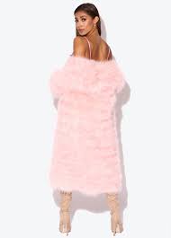 Karizmalondon Long Baby Pink Fluffy Feather Jacket Marabou Winter Womens Clothing Outerwear Warm Coat Eveningwear