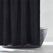 black waffle shower curtain