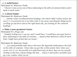 Examples Of Participants Comments Opinions On Tables Of Contents