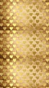 Metallic Gold Hearts Wallpaper