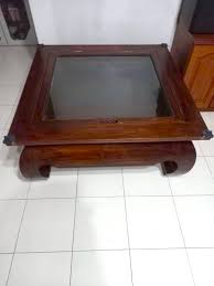 Teakwood Coffee Table With Glass Top