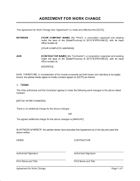 Agreement For Work Change Template Word Pdf By