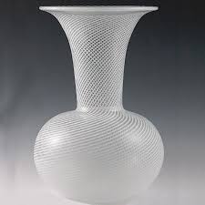 murano glass bud vase round white