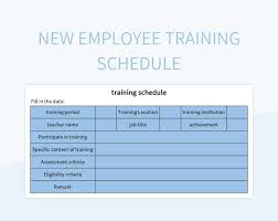 new employee training schedule excel