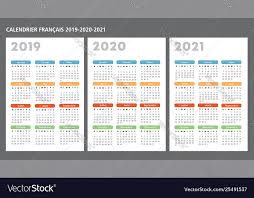 French Calendar 2019 2020 2021 Template