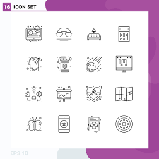 mobile interface outline set of 16