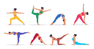 yoga asana vector art icons and