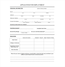 Standard Job Application Form Template