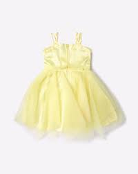kg frendz fit flare dress with fl applique for s yellow 5 6y