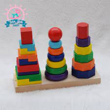 Tháp chồng 3 cọc montessori - Đồ chơi an toàn phát triển trí tuệ, rèn luyện  tập trung, khéo léo cho bé 2 tuổi - Hướng nghiệp nhập vai