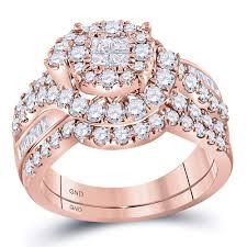 Buy the latest gold ring designs online in a different metal, weight, and price ranges have never. 14kt Rose Gold Womens Princess Round Diamond Soleil Bridal Wedding Engagement Ring Band Set 1 3 4 Cttw Landmark Jewelers Ltd