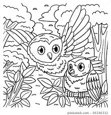 mother owl and baby owl coloring page