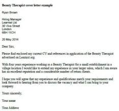 Beauty Therapist Cover Letter Example Learnist Org